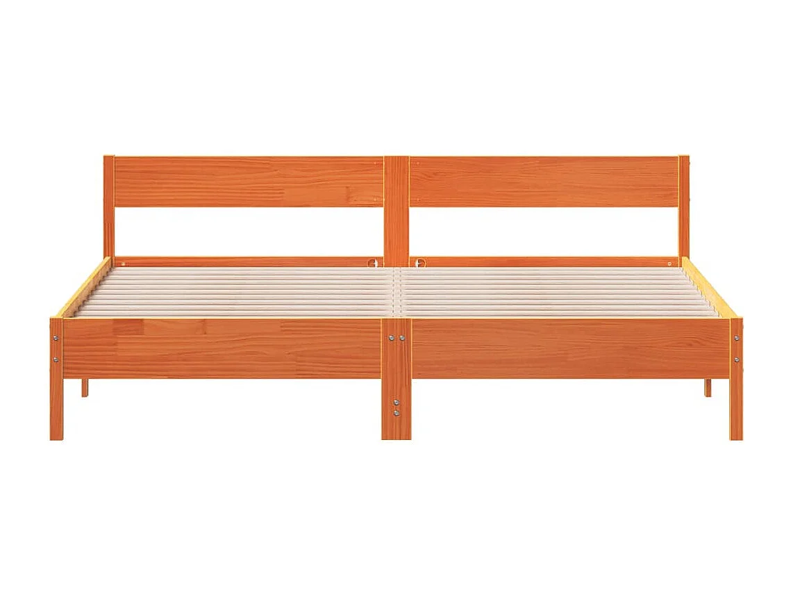 Lit double | Lit adulte | Cadre de lit cire marron 200x200cm bois pin massif