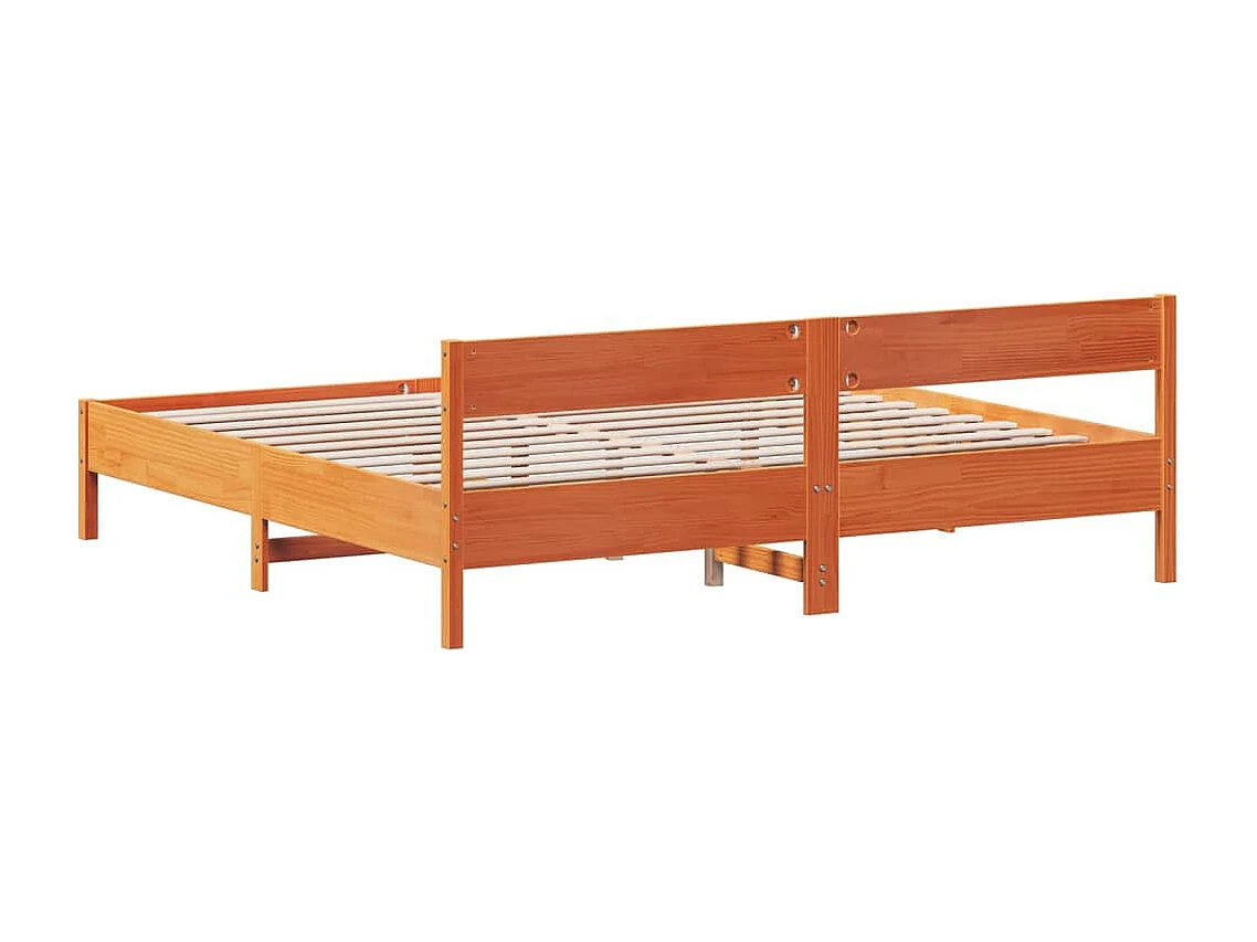 Lit double | Lit adulte | Cadre de lit cire marron 200x200cm bois pin massif