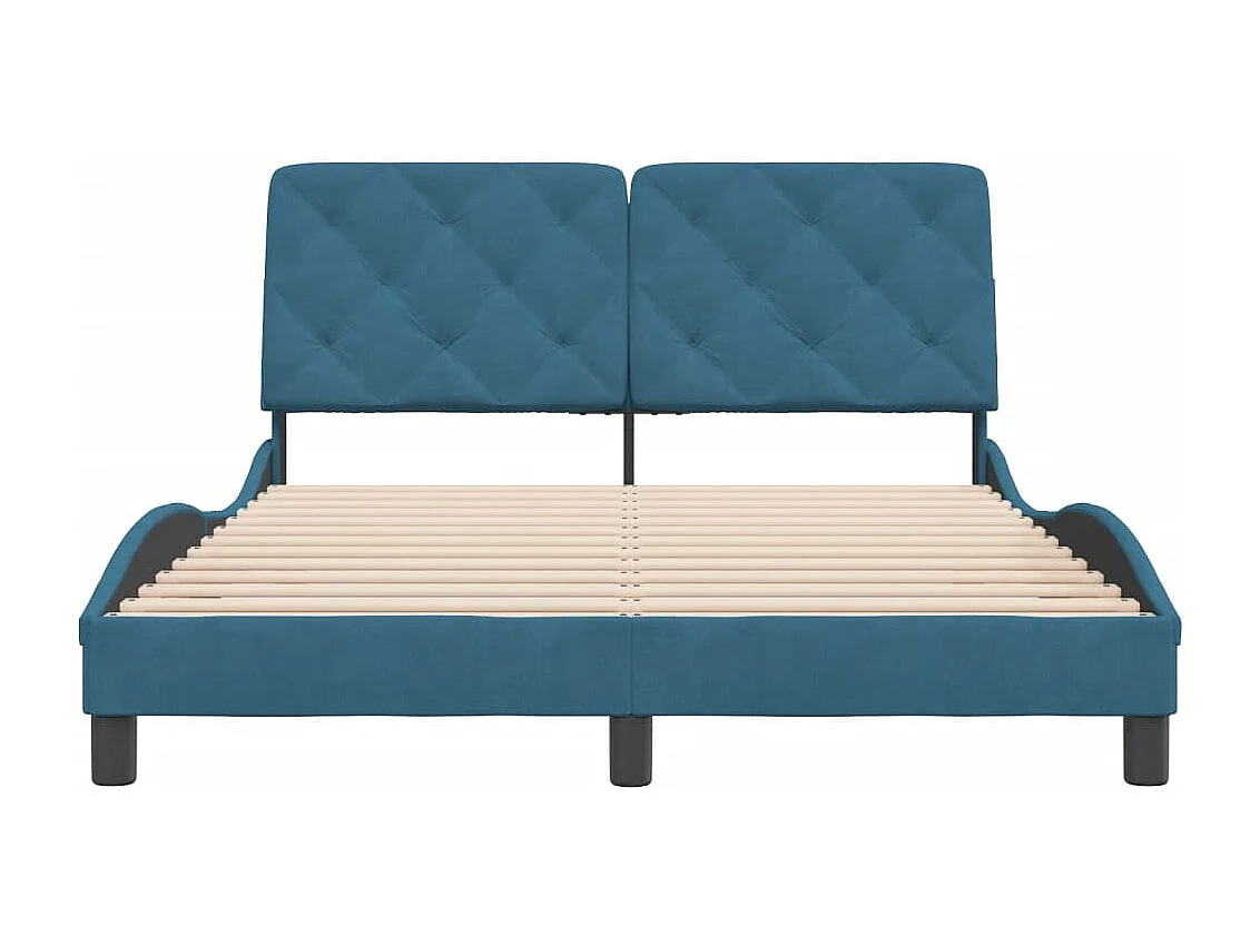 Lit double | Lit adulte | Cadre de lit bleu 140x200 cm velours