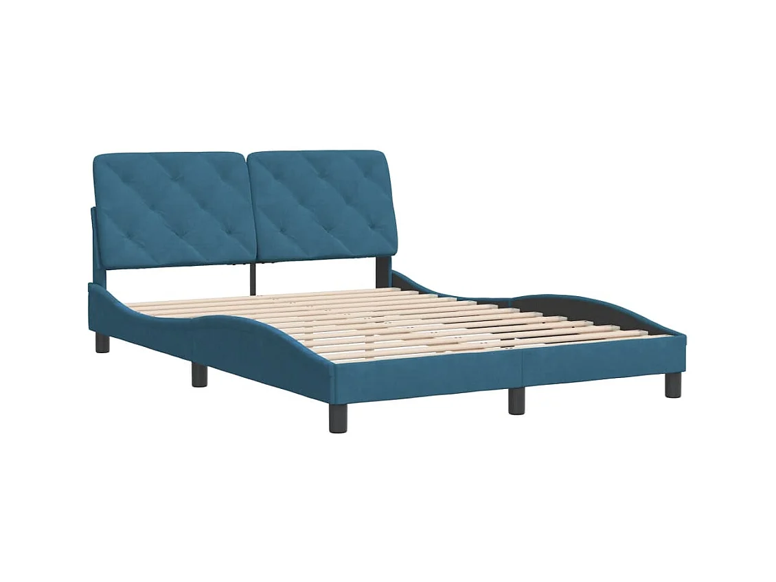 Lit double | Lit adulte | Cadre de lit bleu 140x200 cm velours