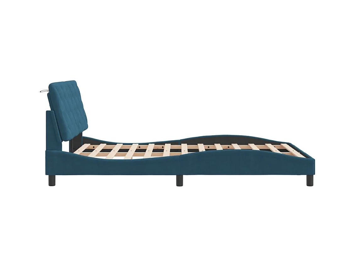 Lit double | Lit adulte | Cadre de lit bleu 140x200 cm velours