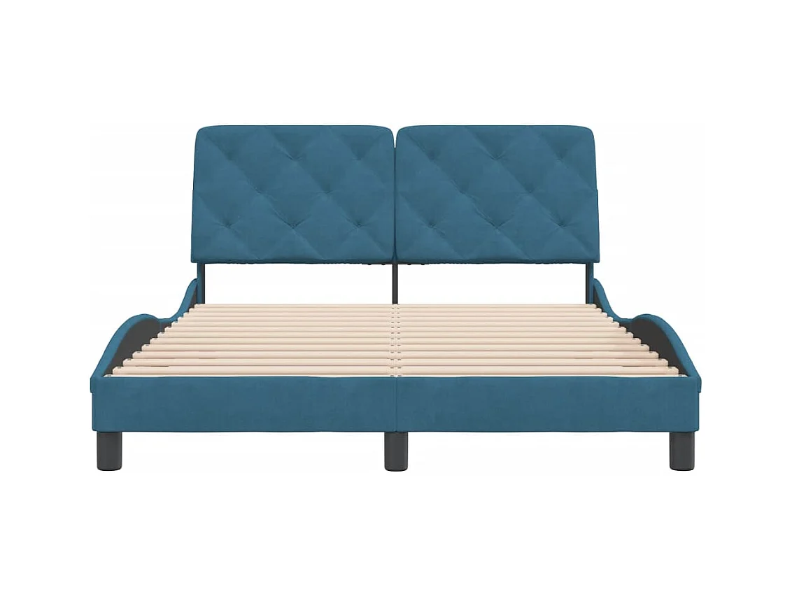 Lit double | Lit adulte | Cadre de lit bleu 140x200 cm velours