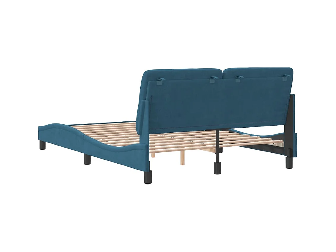 Lit double | Lit adulte | Cadre de lit bleu 140x200 cm velours