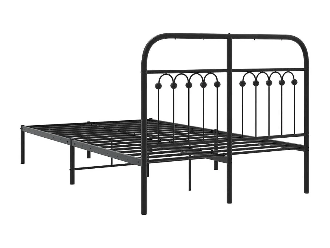 Lit simple | Lit adulte, enfant | Cadre de lit métal avec tête de lit noir 120x190cm