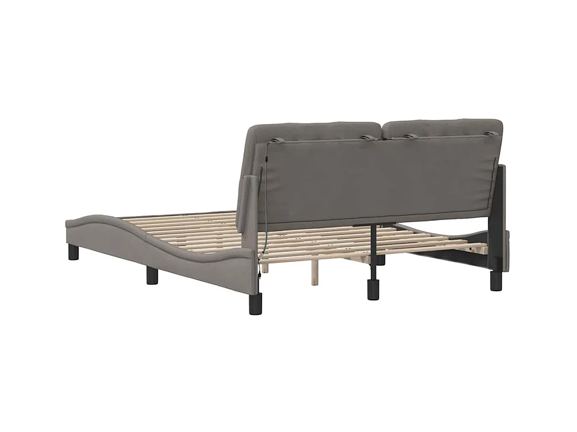 Lit simple | Lit adulte, enfant | Cadre de lit avec LED taupe 120x200 cm tissu
