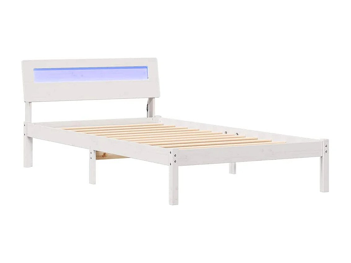 Lit simple | Lit adulte, enfant | Cadre de lit Blanc 75x190 cm Bois massif en pin