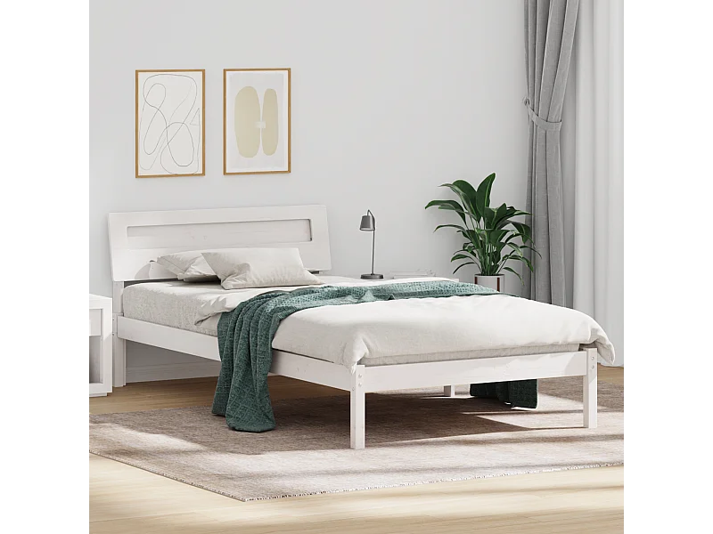 Lit simple | Lit adulte, enfant | Cadre de lit Blanc 75x190 cm Bois massif en pin