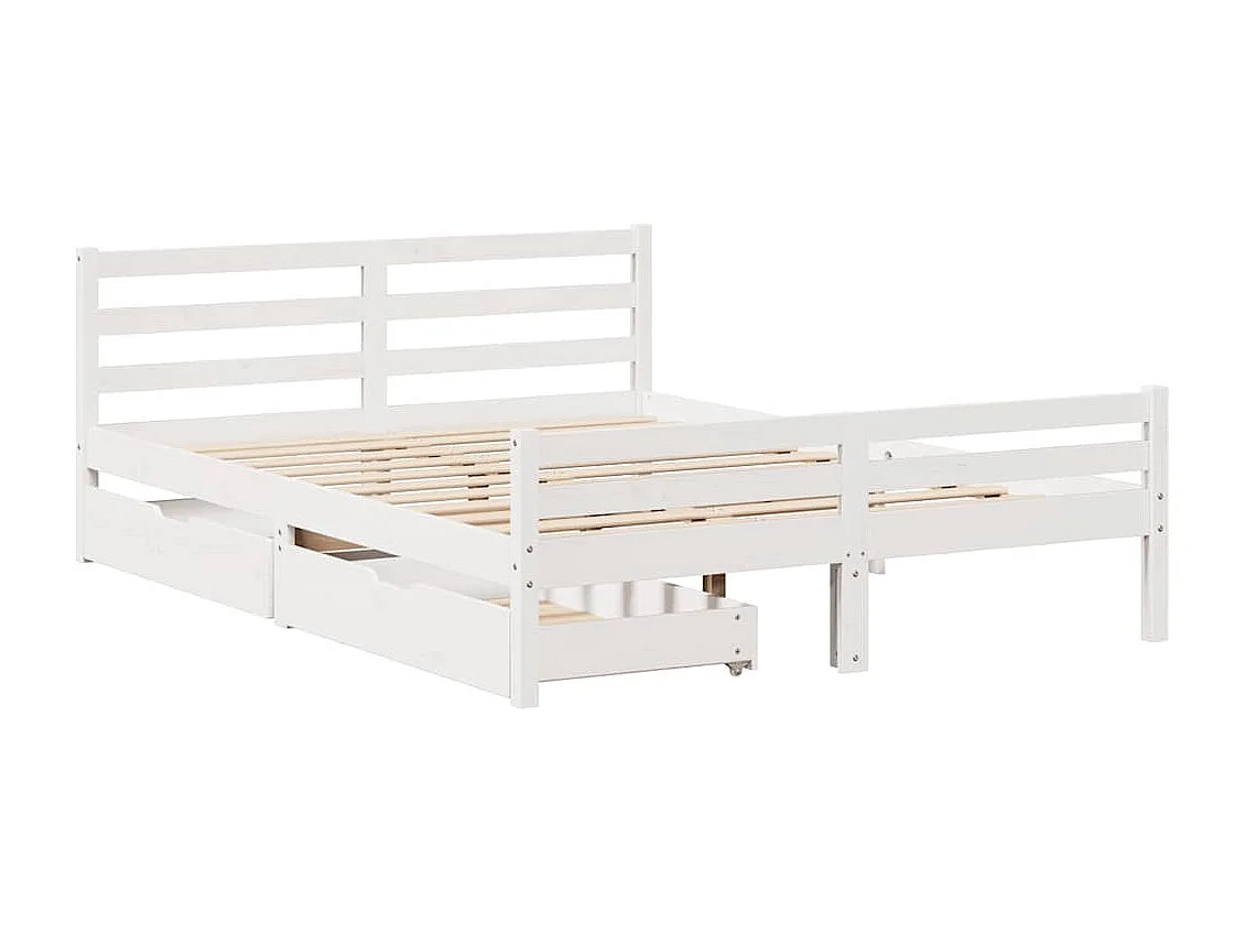 Lit double | Lit adulte | Cadre de lit blanc 135x190 cm bois de pin massif