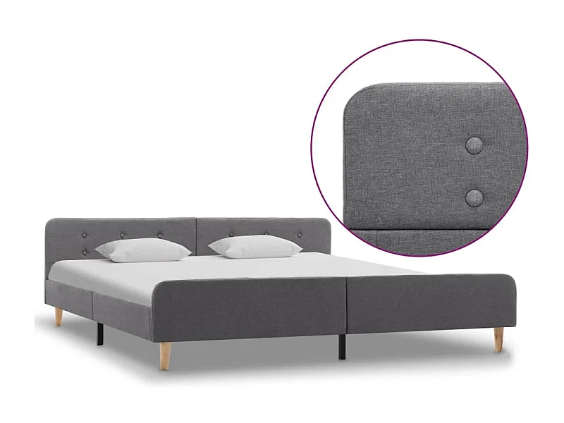 Letto per adulti | Letto matrimoniale | Giroletto Grigio Chiaro in Tessuto 180x200 cm