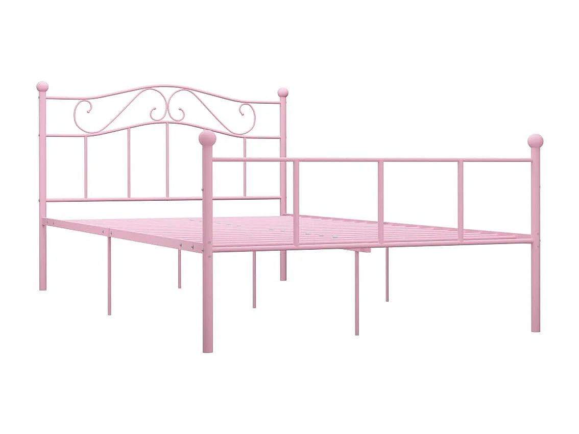 Lit simple | Lit adulte, enfant | Cadre de lit rose métal 120x200 cm