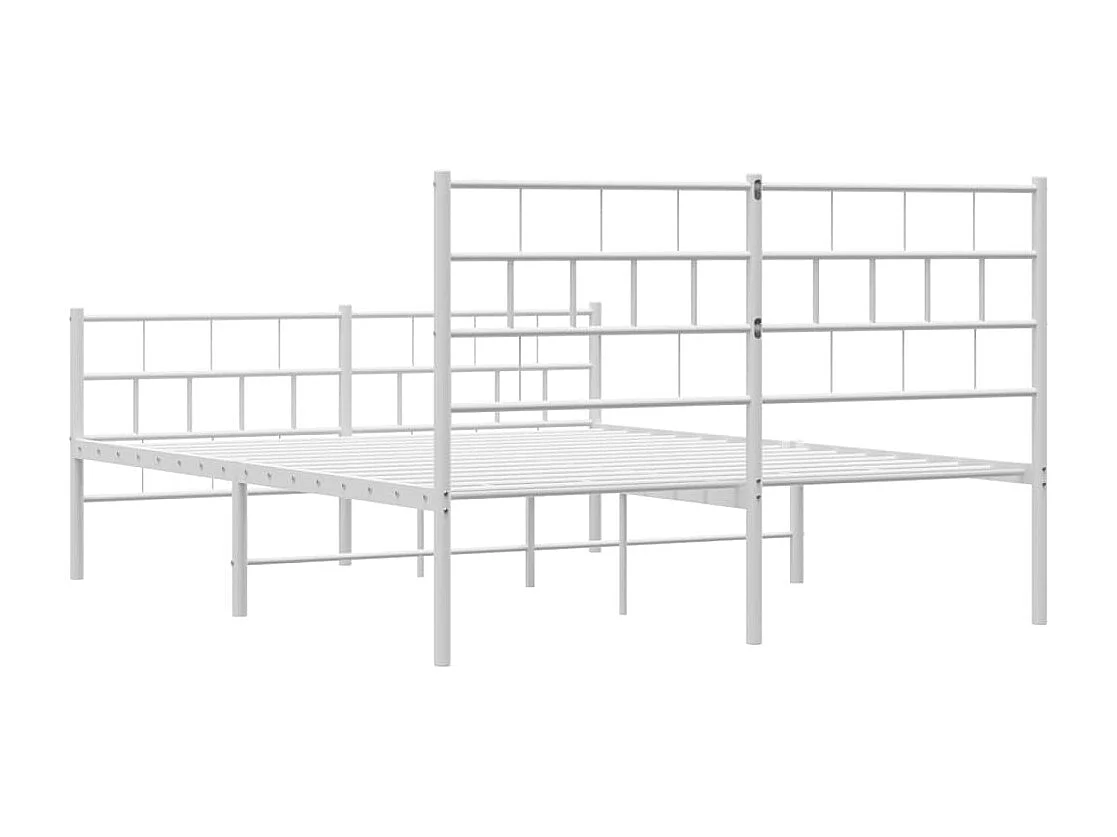 Lit simple | Lit adulte, enfant | Cadre de lit métal et pied de lit blanc 120x200 cm