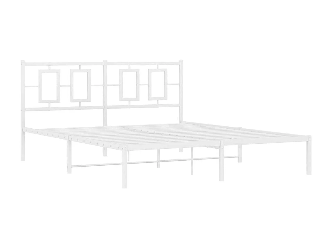 Lit double | Lit adulte | Cadre de lit métal et tête de lit blanc 150x200 cm