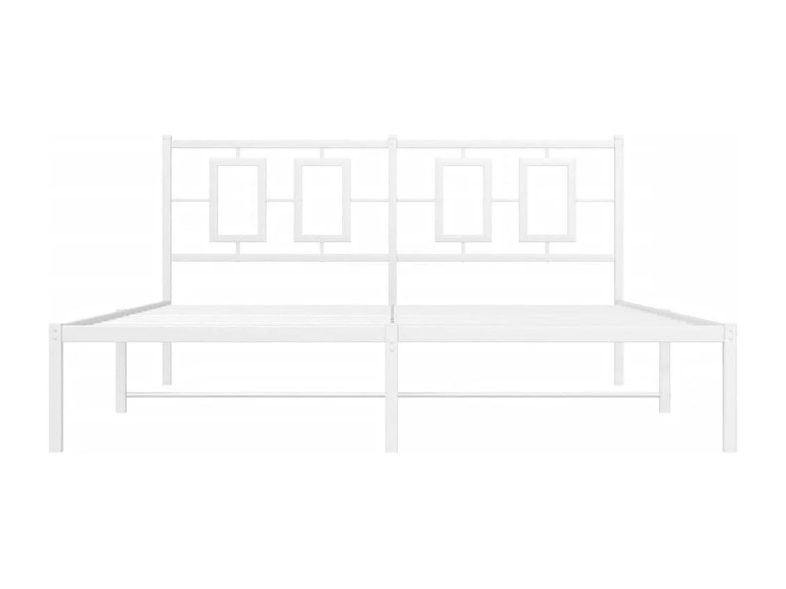 Lit double | Lit adulte | Cadre de lit métal et tête de lit blanc 150x200 cm