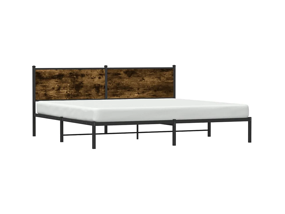 Letto per adulti | Letto matrimoniale | Giroletto senza Materaso in Metallo Rovere Fumo 200x200 cm