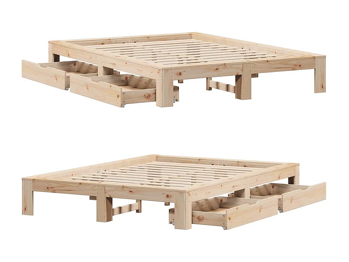 Lit double | Lit adulte | Cadre de lit 140x190 cm bois de pin massif
