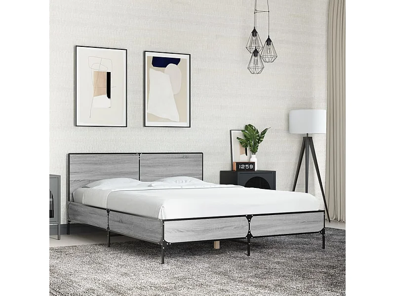 Lit double | Lit adulte | Cadre de lit sonoma gris 140x190 cm