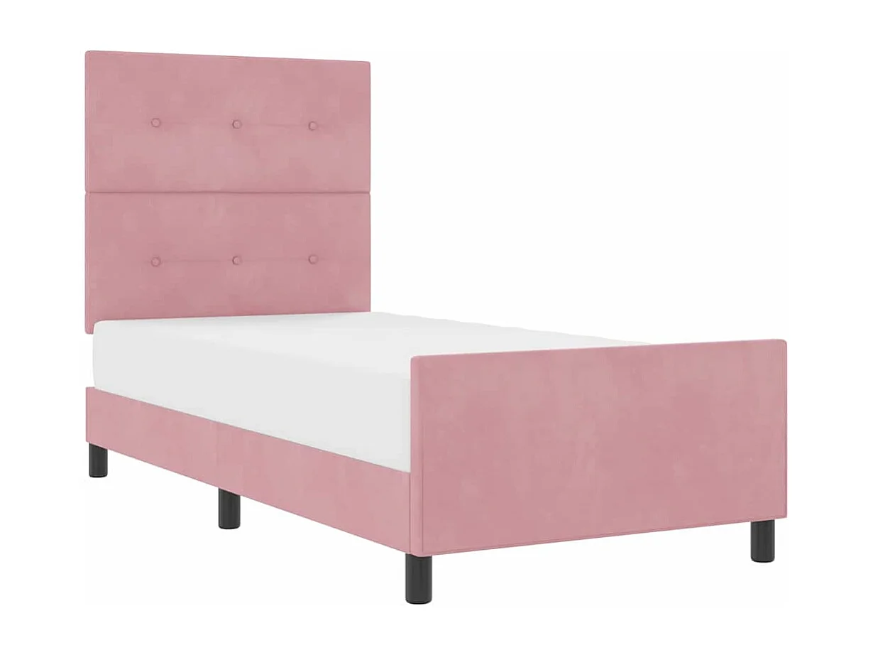 Lit simple | Lit adulte, enfant | Cadre de lit avec tête de lit Rose 90x190 cm Velours