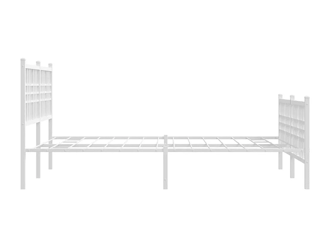 Lit simple | Lit adulte, enfant | Cadre de lit métal et pied de lit blanc 120x200 cm