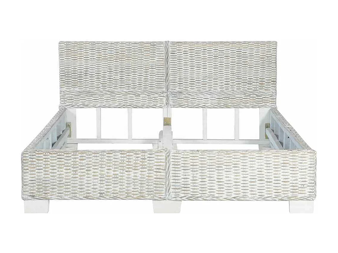 Lit double | Lit adulte | Cadre de lit Gris Rotin naturel 140x200 cm