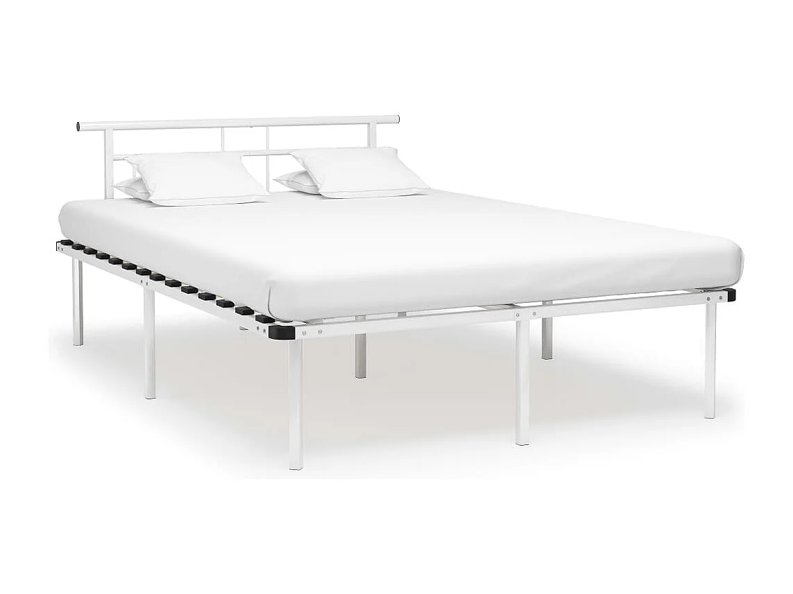 Lit double | Lit adulte | Cadre de lit blanc métal 140x200 cm