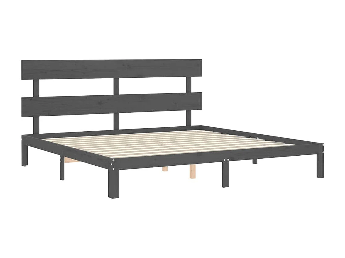 Lit double | Lit adulte | Cadre de lit gris 200x200 cm bois massif de pin