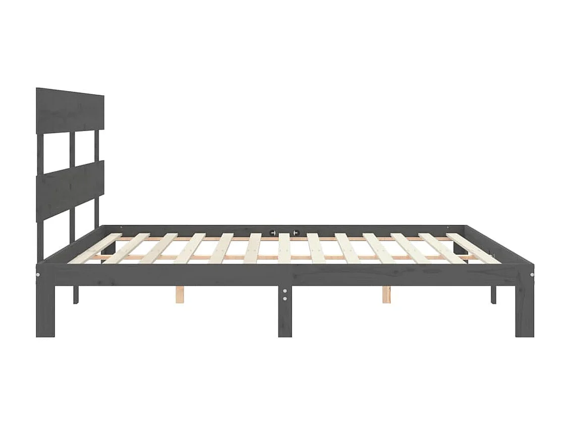 Lit double | Lit adulte | Cadre de lit gris 200x200 cm bois massif de pin
