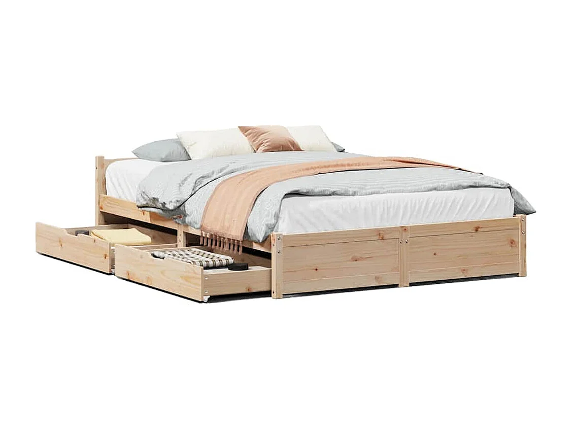 Lit double | Lit adulte | Cadre de lit 140x190 cm bois de pin massif