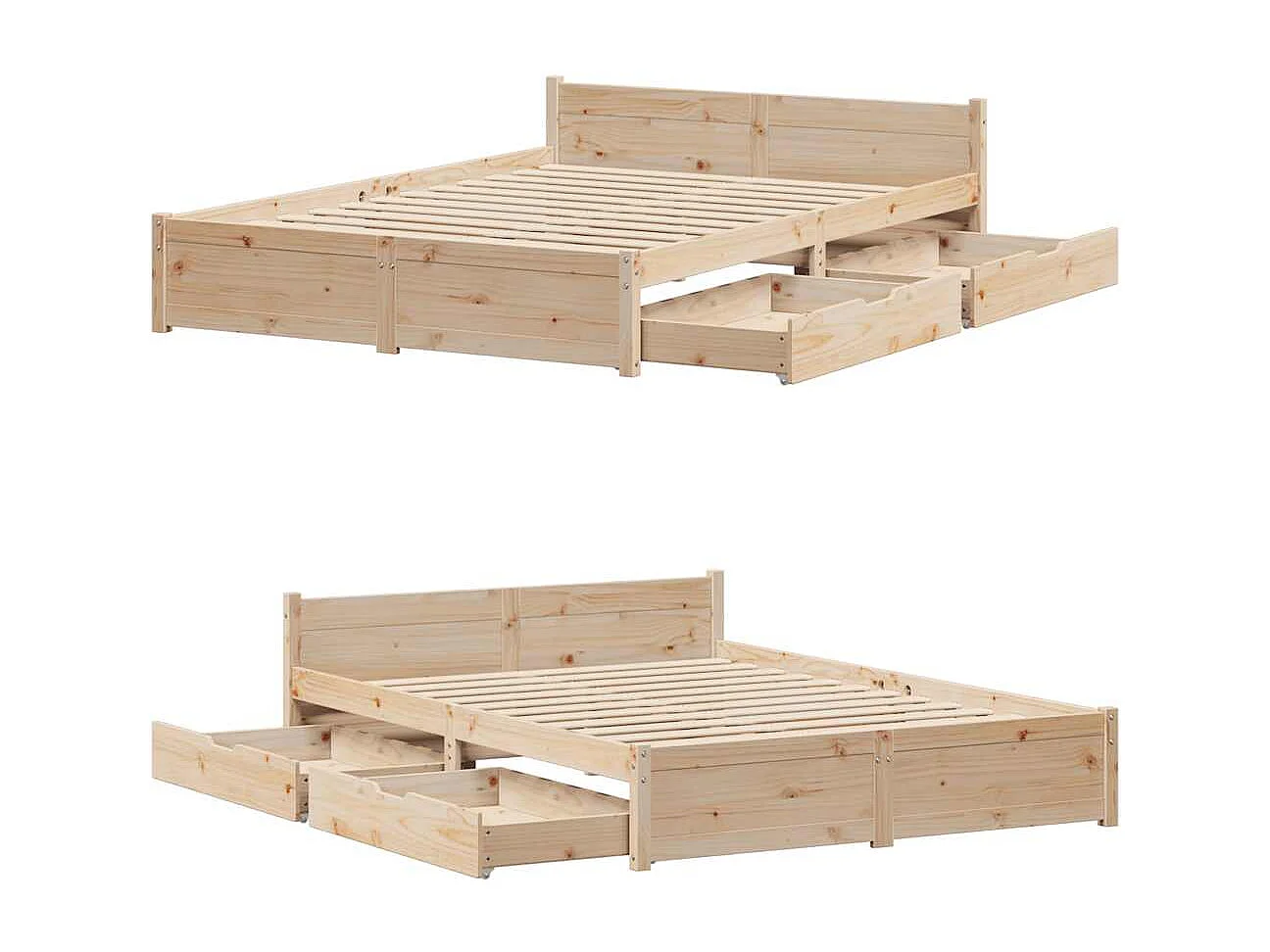 Lit double | Lit adulte | Cadre de lit 140x190 cm bois de pin massif