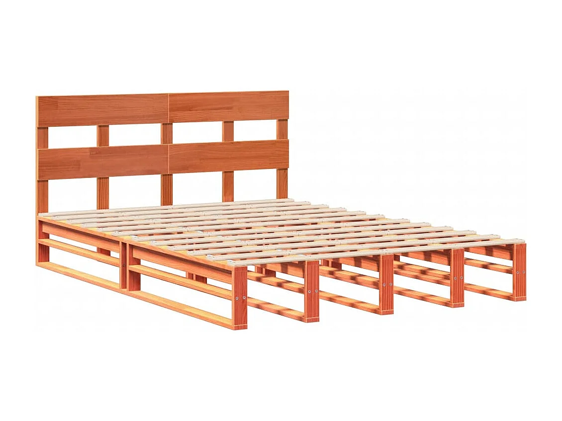 Letto matrimoniale | Giroletto | Struttura del letto senza Materasso Marrone Cera 140x190 cm in Legno di Pino