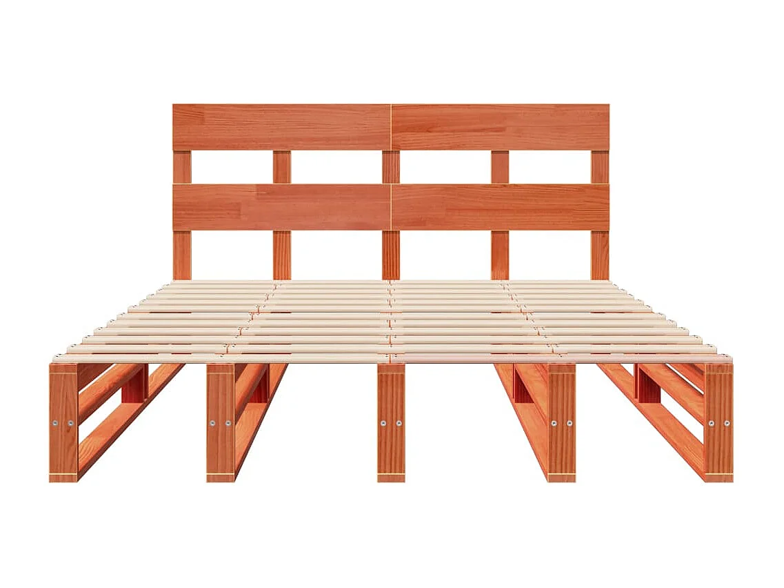 Letto matrimoniale | Giroletto | Struttura del letto senza Materasso Marrone Cera 140x190 cm in Legno di Pino