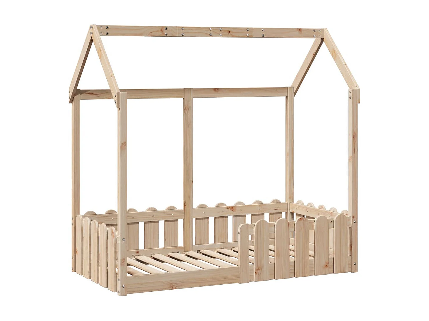 Lit simple | Cadre de lit d'enfants forme de maison pin massif 70x140 cm