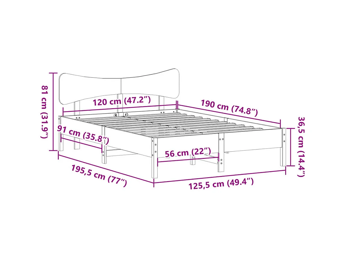 Letto per adulti | Letto singolo | Giroletto senza Materasso Marrone Cera 120x190 cm Legno di Pino