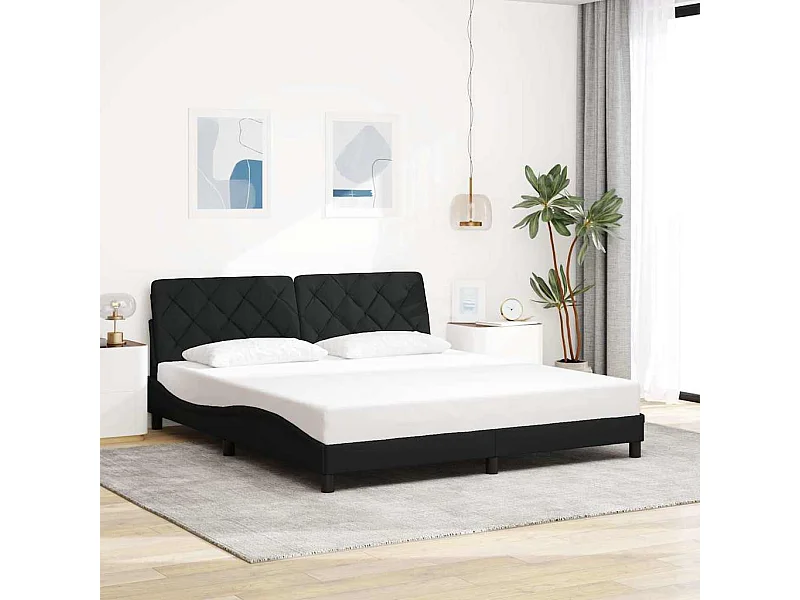 Letto per adulti | Letto matrimoniale | Giroletto senza Materasso Nero 180x200 cm in Tessuto