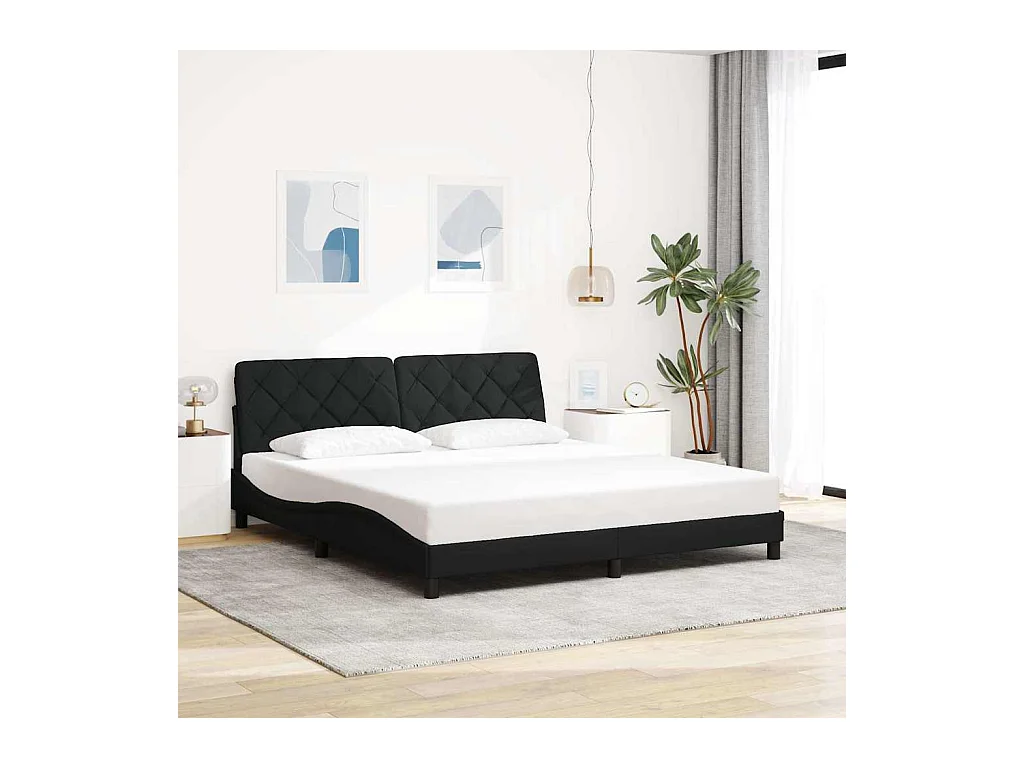 Letto per adulti | Letto matrimoniale | Giroletto senza Materasso Nero 180x200 cm in Tessuto