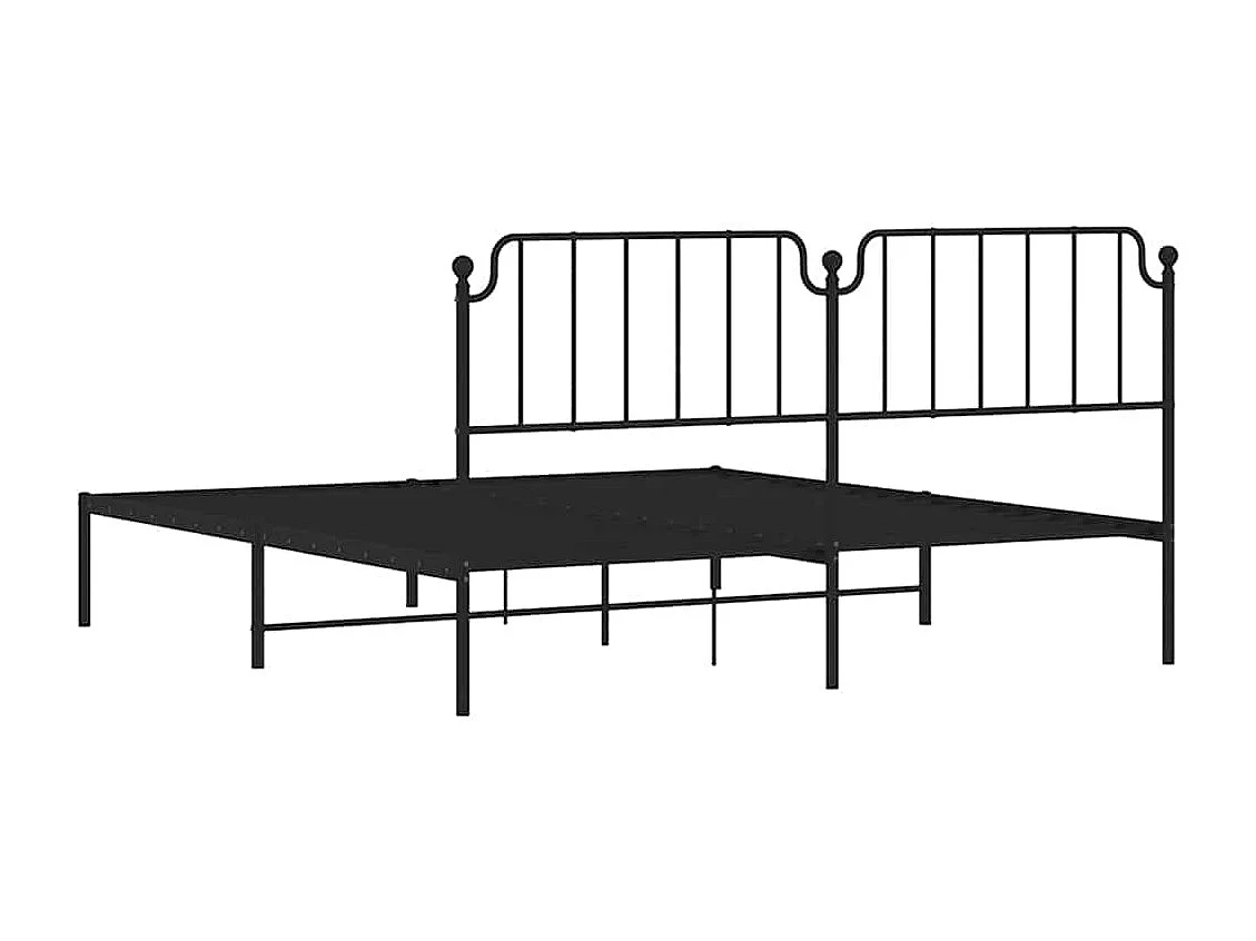 Lit double | Lit adulte | Cadre de lit métal avec tête de lit noir 183x213cm