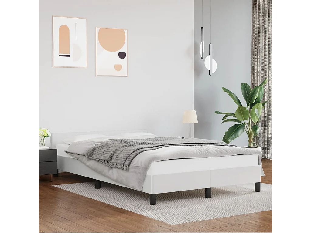 Lit simple | Lit adulte, enfant | Cadre de lit blanc 120x190 cm similicuir