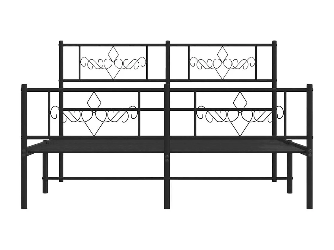 Lit double | Lit adulte | Cadre de lit métal avec pied de lit noir 140x200cm