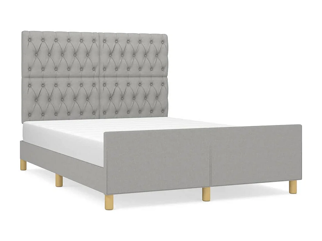 Lit double | Lit adulte | Cadre de lit gris clair 140x190 cm tissu