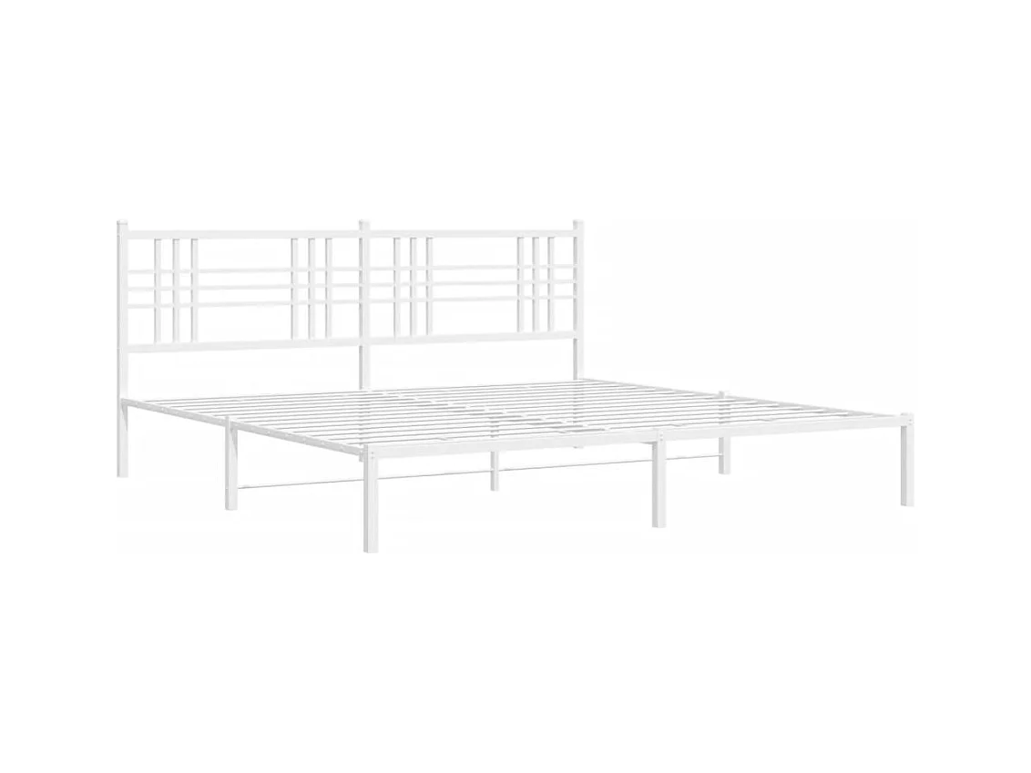 Lit double | Lit adulte | Cadre de lit métal et tête de lit blanc 183x213 cm