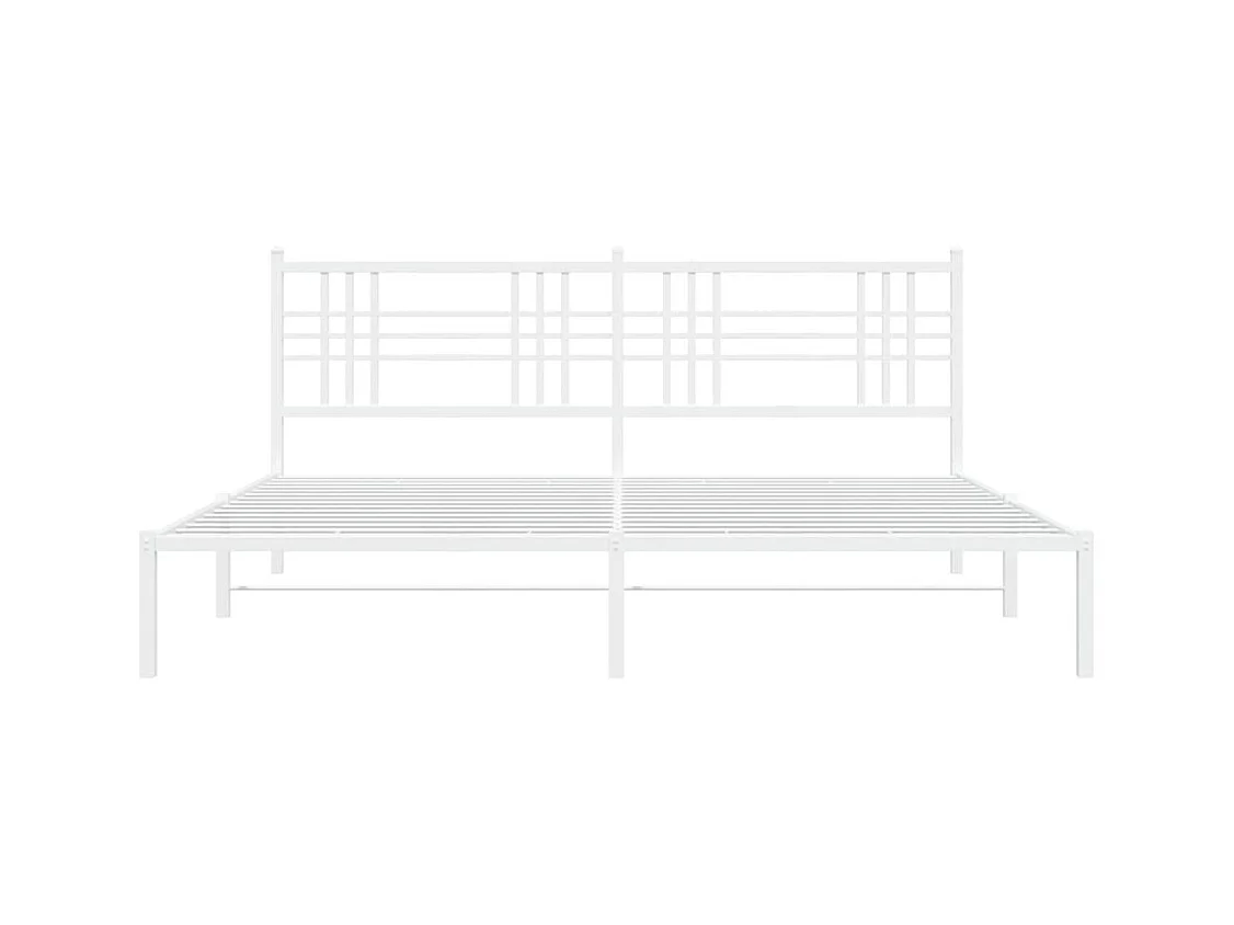Lit double | Lit adulte | Cadre de lit métal et tête de lit blanc 183x213 cm