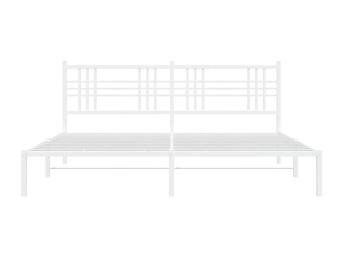 Lit double | Lit adulte | Cadre de lit métal et tête de lit blanc 183x213 cm