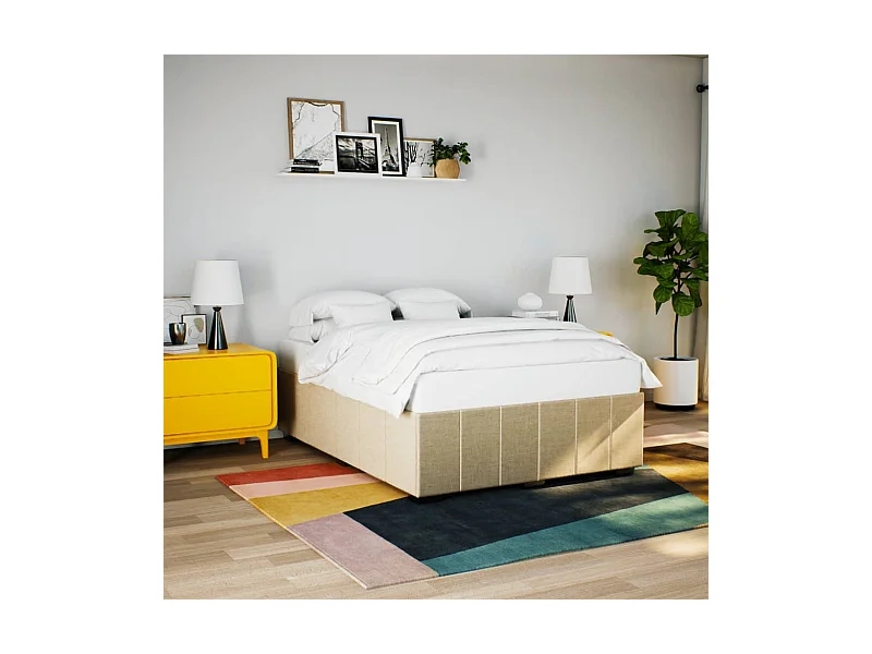 Letto per adulti | Letto matrimoniale | Giroletto senza Materasso Crema 140x200 cm in Tessuto