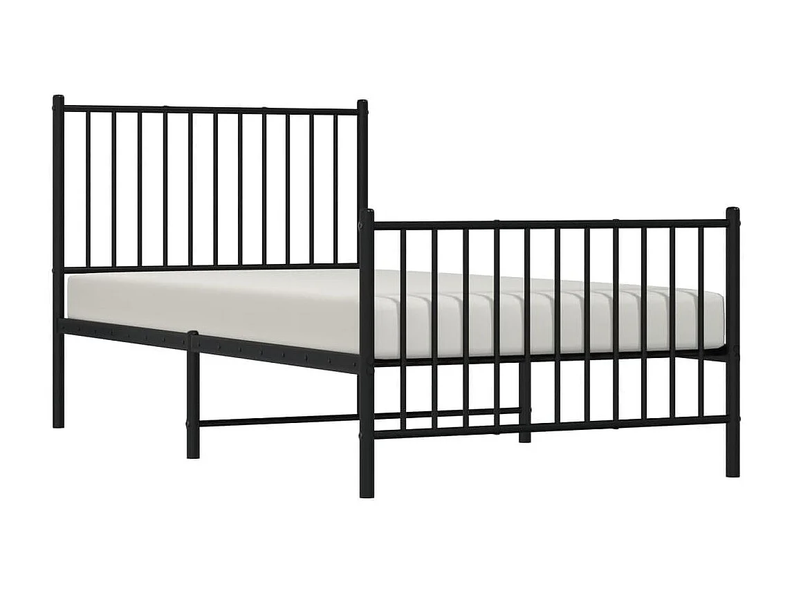 Lit simple | Lit adulte, enfant | Cadre de lit métal avec pied de lit noir 90x190 cm
