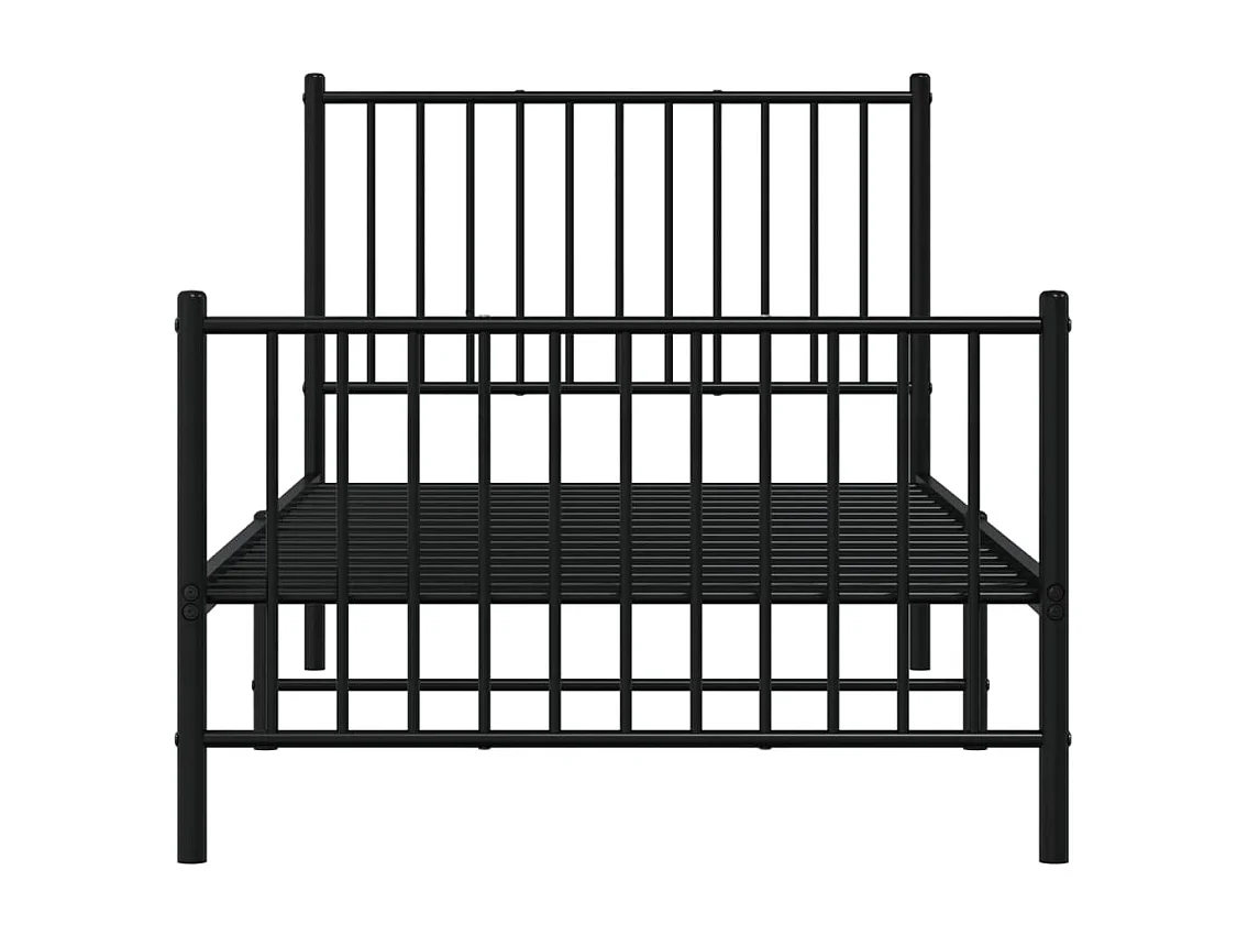 Lit simple | Lit adulte, enfant | Cadre de lit métal avec pied de lit noir 90x190 cm