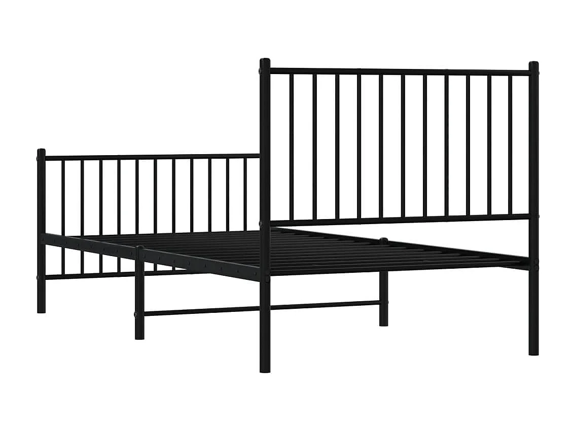 Lit simple | Lit adulte, enfant | Cadre de lit métal avec pied de lit noir 90x190 cm