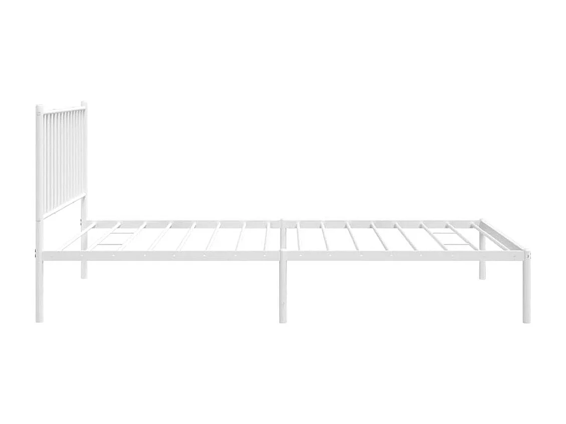Lit simple | Lit adulte, enfant | Cadre de lit métal et tête de lit blanc 107x203 cm