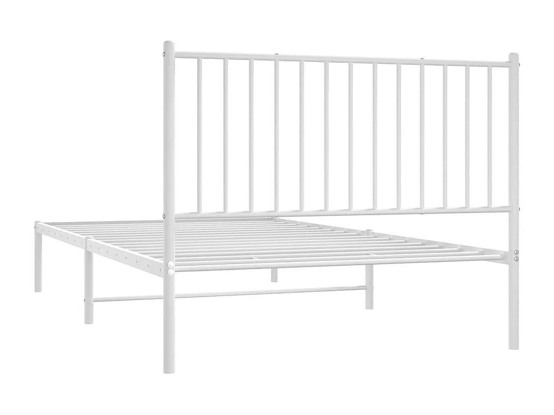 Lit simple | Lit adulte, enfant | Cadre de lit métal et tête de lit blanc 107x203 cm