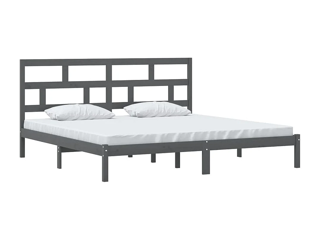 Lit double | Lit adulte | Cadre de lit Gris Bois de pin massif 200x200 cm