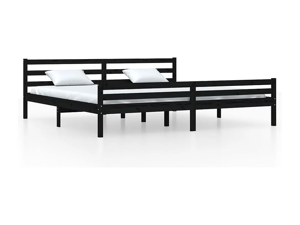 Lit double | Lit adulte | Cadre de lit noir bois massif 200x200 cm