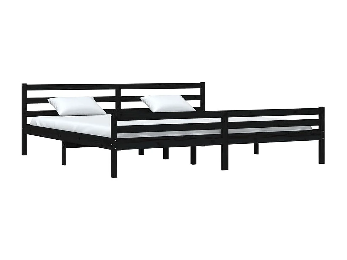 Lit double | Lit adulte | Cadre de lit noir bois massif 200x200 cm